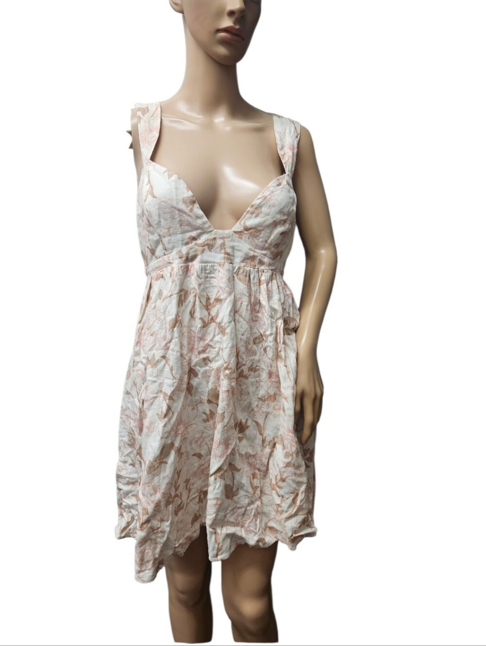 Showpo Floral Linen Blend Sundress Cream / Pink